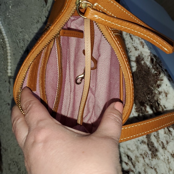 Dooney & Bourke Cognac Brown Pebbled Leather Crossbody Satchel Bag - Picture 17 of 17
